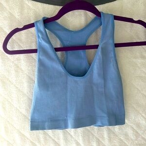 Blue ribbed tanked crop top